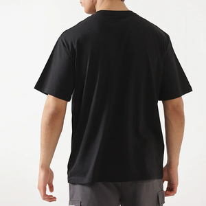 Superbe T-shirt en coton noir 100 % coton pour homme, col rond, manches courtes, coupe classique, décontracté, en jersey tricoté uni, teinture unie, vente en gros - Product Image 2