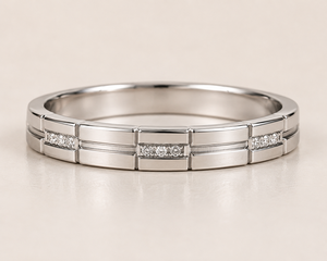 Bague en or massif 10K avec diamant minimaliste, alliance moderne empilable pour femme, bijoux fins personnalisés, fabricant OEM - Product Image 2