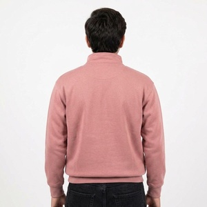 Sweat-shirt personnalisé pour homme avec fermeture éclair quart de tour, en molleton de coton premium, coupe épaules tombantes, col montant, style décontracté moderne - Product Image 2