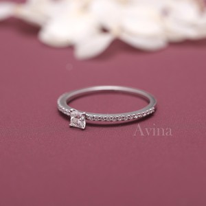 IGI Certified Princess Cut Diamond <b>Solitaire</b> Pavé Engagement <b>Ring</b> in Solid 925 Sterling <b>Silver</b> - Product Image 2