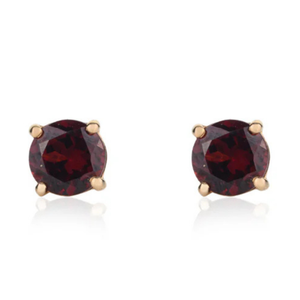 14K Gold Oval Cut Garnet Stud Earrings-January Birthstone Party Jewelry - Product Image 2