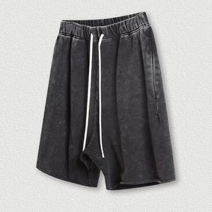 Pantalones Cortos de Alta Calidad para Hombre, Lavado Ácido, Efecto Desgastado, Estilo Vintage, con Logotipo Personalizado, Cordón Ajustable, Felpa de Algodón, Casuales, para Gimnasio, Ropa Urbana, Talla Grande - Product Image 3