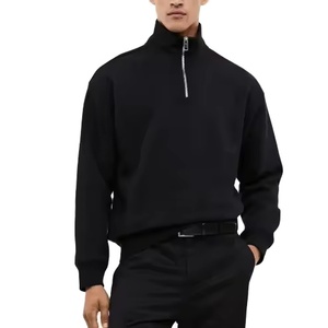 Sudadera de cuello alto para hombre, ropa de primavera, estilo streetwear de lujo, algodón, corte holgado, hombros caídos, media cremallera. - Product Image 1