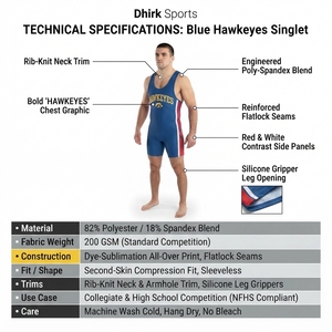 Custom Sublimated for <b>Lycra</b> <b>Men's</b> Wrestling Singlet-High School Varsity Flatlock Seam Competition Standard OEM - Product Image 5