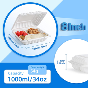 Contenedores de Alimentos Biodegradables y Ecológicos para Llevar, Contenedor Desechable para Comidas MFPP, Libre de BPA, Apto para Microondas y Congelador, con Tapa Abatible de Plástico - Product Image 2