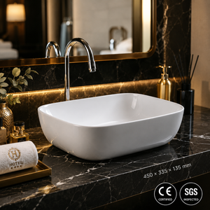 <b>Table</b> top Floor <b>Mounted</b> Bathroom Sink Rectangle 450x335x135mm Minimalist Design Smooth Surface - Product Image 4