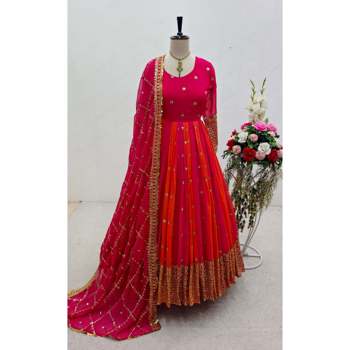 Designer Women's Party Wear Gown with Elegant Pent and Beautiful Dupatta Set