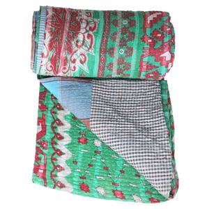 <b>Kantha</b> <b>Quilt</b> Gudari GD010 <b>Kantha</b> <b>Quilt</b> Gudari Indian Reversible Hand Stitched Heavy Throw Old Sari Blanket Patch Work Heavy - Product Image 1