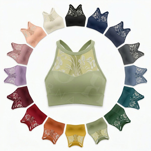 Soutien-gorge de sport pour femme, vente en gros, marque privée acceptée, push-up, respirant, dos en dentelle et maille, pour fitness, yoga, gym, course à pied et entraînement - Product Image 1