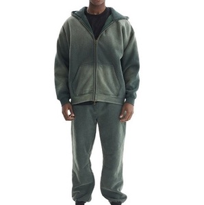 Oversized Dip Dye Hoodie Zipper & Pants <b>Trouser</b> Vintage Tracksuit Flare Stacked Loose Fit Streetwear <b>Black</b> Tie Dye Track Suits - Product Image 2