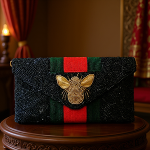 Indian Traditional Luxury Handbag Multicolor <b>Crystal</b> Glass <b>Beaded</b> Durable Artisan Craft Premium Baguette Fashion Accessories - Product Image 3