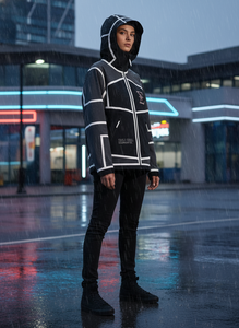 New Men's Factory Customized Polyester Fabric Outdoor <b>Jacket</b> DTG Embroidered <b>Pattern</b> Reflective Strip Decorative Fashion <b>Jacket</b> - Product Image 6