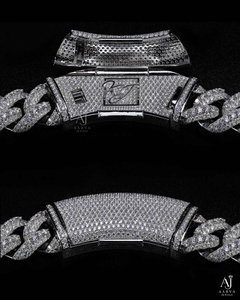 AARVA JEWELS Moissanite Statement Necklace 925 Silver Rhodium Plated Link <b>Chain</b> Geometric Design Unisex Luxury Jewelry - Product Image 5