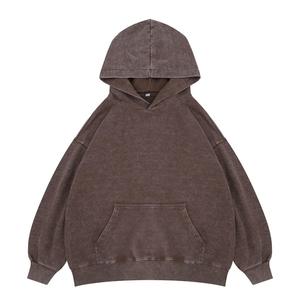<b>Men's</b> Custom Design Embroidered Snow Washed Vintage Streetwear Casual Distressed Hoodies 100% Cotton Oversize Heavy Weight - Product Image 2