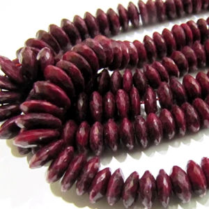 Perles de rubis naturel facettées 9-12 mm, brin de 8 pouces, perles rondelles taillées à l'allemand - Product Image 2