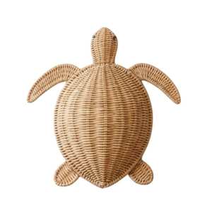 Décoration murale en rotin tressé à la main, tortue de mer, pour chambre d'enfant, créature marine en osier pour la décoration murale de la chambre de bébé - Product Image 1