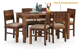 Solid Wood Dining <b>Table</b> Set 6 Seater, Modern Rectangular Wooden Furniture, Contemporary <b>Table</b> with Upholstered Chairs - Product Image 6