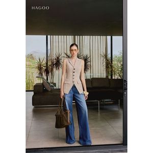Vente en gros HAGOO – Gilet élégant pour femme, col licou, revers, col en V, boutonné, en tissu brossé, chaud, doux et structuré, pour le bureau et le quotidien A8126 - Product Image 3