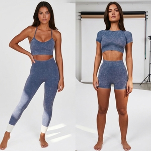 Trendy Women Pilates Workout <b>Set</b> Two Piece Soft Fabric Breathable Spandex/Nylon <b>Sports</b> Top High Waist Leggings Activewear - Product Image 2