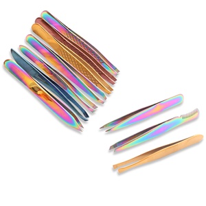 Pinzas Profesionales de Acero Inoxidable al por Mayor de Fábrica, Pinzas para Cejas Inclinadas Multicolores con Logotipo Personalizado - Product Image 2