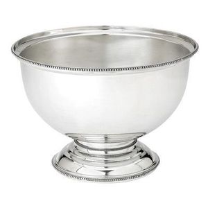 Grand seau à vin créatif en acier inoxydable argenté sur pied avec bord perlé, moderne, pour mariage et fête, refroidisseur de vin de table - Product Image 1