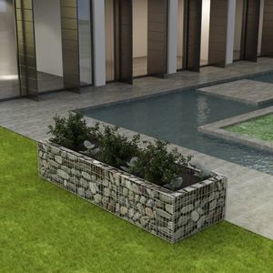 Fioriera Rialzata in Gabion 106.3 X 35.4 X 19.7 Pollici in Acciaio Zincato Argento - Product Image 1