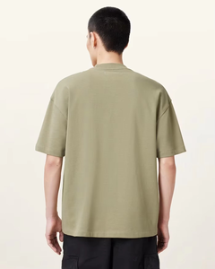 เสื้อยืดโอเวอร์ไซส์สีกากีสำหรับผู้ชาย ทรงหลวม คอวี แขนสั้น สไตล์ลำลอง สตรีทแวร์ ผ้าฝ้าย 100% เนื้อผ้าเบา ทรงบ็อกซี่ - Product Image 2