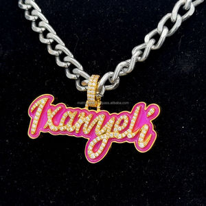 จี้ฮิปฮอปเคลือบสีแดงเรืองแสงสำหรับกลางคืนจี้ชื่อเฉพาะ925เงิน VVS เพชรโมอิสซานไนท์แบบสั่งทำ - Product Image 4