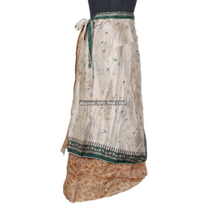 New Classy Vintage Silk Indian Hippie Long <b>Wrap</b> Skirts Rajasthani Indian Women Wear Art Silk Rapron Skirt Indian Reversible - Product Image 2