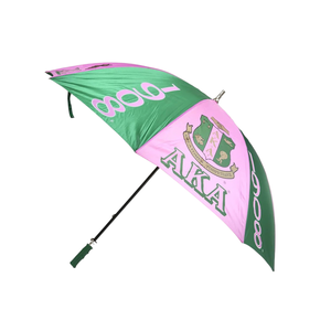 Paraguas de Golf Jumbo AKA, Resistente al Viento, Extragrande, Verde y Rosa, Doble Toldo con Escudo Bordado - Product Image 1