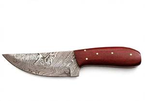Couteau utilitaire robuste en acier Damas forgé à la main, personnalisé OEM, manche en bois dur rouge courbé, épaisseur de lame 4 mm, 8 pouces de longueur totale, DIY - Product Image 3