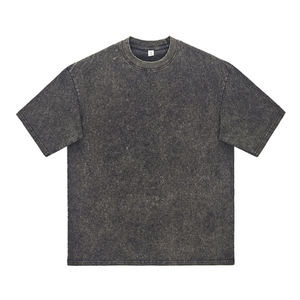 Camiseta de cuello redondo a precio de fábrica, con logo personalizado, estilo vintage, lavado ácido, camiseta extragrande, sudadera de lujo para hombre - Product Image 1