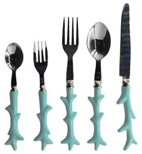 Modern Stainless Steel Resin Handle Luxury Party Cutlery Spoon Fork Knife Eco-friendly Durable Dishwasher Safe Reusable <b>Flatware</b> - Product Image 5