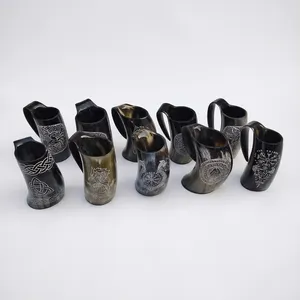 Jarra tradicional de cuerno de buey, ecológica, para cerveza, tallada a mano, estilo vikingo, pulida, al mejor precio. - Product Image 1