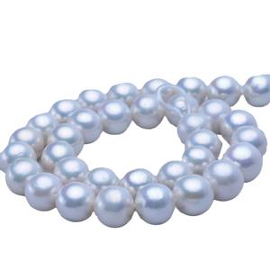 Collar de Perlas Blancas Edison de 11-13 mm, Luz Fría, Redondas Australianas, Ligeramente Imperfectas, Collar de Luz Intensa - Product Image 5