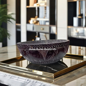 Lujoso diseño de producto italiano único tallado de esteatita tema floral cuenco con mano pulida curvada para electrodomésticos de cocina - Product Image 1