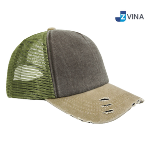 Custom Logo Trucker <b>Cap</b> Mesh Fabric Washed 5-Panel Adjustable Baseball <b>Cap</b> Solid Color Casual Spring Summer <b>Hat</b> - Product Image 2