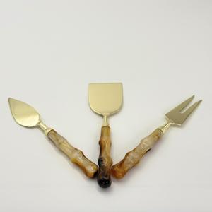 Producto de Moda: Juego de Queso Dorado Metálico con Mango de Resina Negra para Mesa de Desayuno, Juego de Espátulas para Queso y Mantequilla - Product Image 3