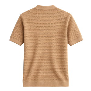 Polo en tricot texturé pour homme, manches courtes, 100% coton, respirant, coupe ajustée, mode estivale, vente en gros - Product Image 3