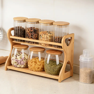 Organizador de especias de bambú de varios niveles para gabinetes – Estantes de bambú para gabinetes de cocina, armarios y despensas - Product Image 6