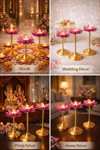 <b>Pink</b> Lotus Flower Tea Light <b>Candle</b> Holder Decorative Lotus <b>Candle</b> Stand Tabletop Home Decor Wedding Party Gift - Product Image 6