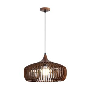 Moderno Portavelas de Madera con Diseño de Rejilla, Lámpara Colgante de Techo Hecha a Mano con Madera Natural, Acabado Marrón - Product Image 1