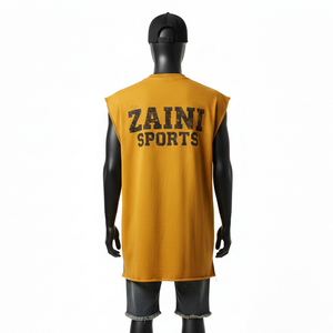 T-shirt sans manches pour homme, en jersey de coton et polyester doux et respirant, logo personnalisé, 100% coton, coupe ample, imprimé - Product Image 2