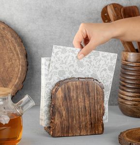 Porte-serviettes en bois style ferme pour table, décoration de Thanksgiving et de Noël, antique, rustique, en bois massif, pour cuisine - Product Image 4