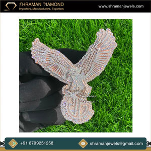 Colgante de Plata Maciza 925 Estilo Hip Hop con Águila Iced y Moissanita, Bañado en Oro Rosa, Joyería Bling para Hombre, Fiesta de Graduación, Rapper - Product Image 3