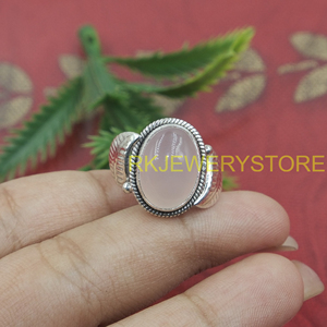 Natural Rose Quartz <b>Ring</b> Handmade 925 Sterling Silver Vintage Leaf Design Healing <b>Crystal</b> Adjustable Statement Jewelry Gift her - Product Image 6