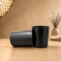 Pot à bougie en verre givré noir 200 ml, décoratif, pour bougie, porte-bougie, pour table de chevet d'hôtel, pot vide, gobelet à bougie, sérigraphié