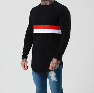 เสื้อยืดแขนยาวผ้าฝ้าย100% สำหรับผู้ชาย,เสื้อยืดลายทางสำหรับผู้ชายรุ่นใหม่เสื้อยืดฮิปฮอปแขนยาว - Product Image 4