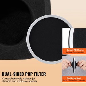 Sfera di isolamento per microfono in schiuma acustica densa, protezione antivento a due strati, filtro antipop, compatibile con microfoni da 1,57 pollici, accessorio - Product Image 5