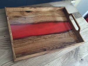 Handcrafted Wood & Resin <b>Serving</b> Tray <b>Set</b> Stylish Decorative Tray for Coffee Table Breakfast <b>Serving</b> & Luxury Home Decoration - Product Image 2